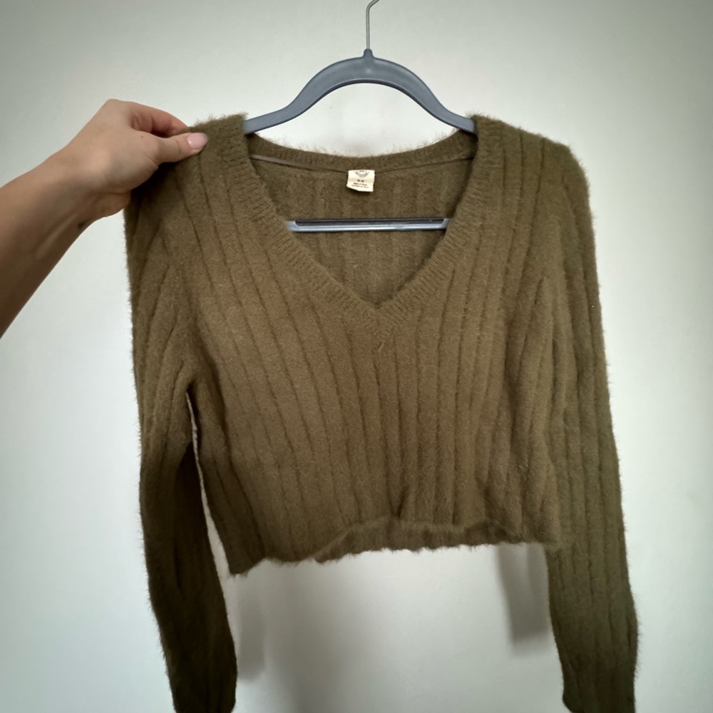 Green fuzzy Urban Outfitters sweater